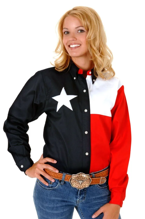 Roper Women's Navy Texas Flag Western Shirt
