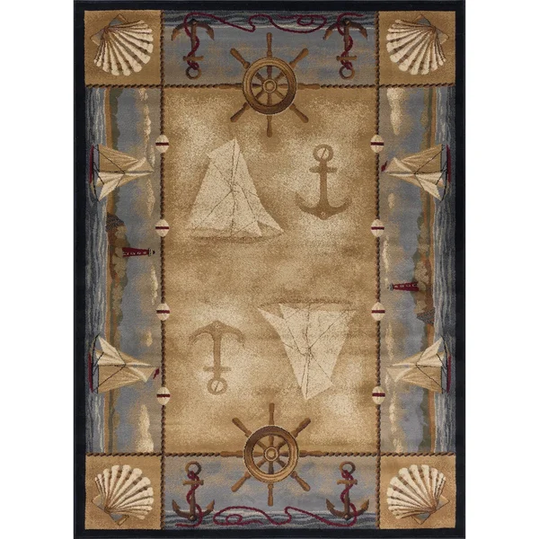 Alise Rugs Natural Lodge Novelty Lodge Area Rug - 3&11 x 5&3 - Beige