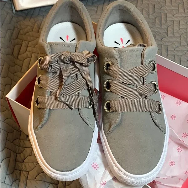 Isaac Mizrahi Live! Soho Grosgrain Lace-Up Suede Sneakers - Size 7-1/2 Medium, Soho Grey
