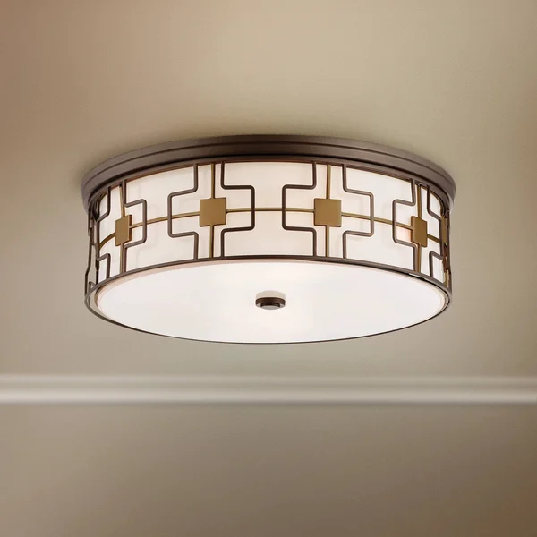 Minka Lavery 20-in Dark Brushed Bronze with Aged Brass LED Flush Mount Light - 1846-104-L
