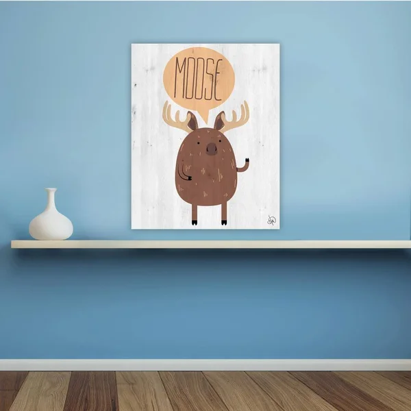 Creative Gallery Moose on Wood Wall Art Print - Grey