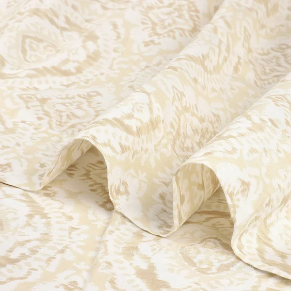 Trident Queen Printed Pattern 100% Cotton Peach Percale Sheet Set Beige Ikat - Feather Tales