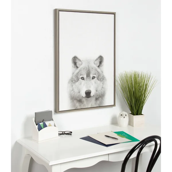 Sylvie Wolf Framed Canvas Wall Art by Simon TE Tai - Gray 23x33, Kate and Laurel