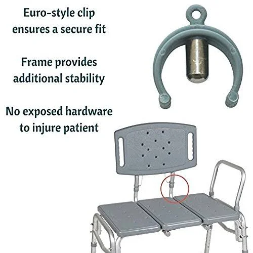 TRANSFER Bench Adjustable Height, Heavy Duty Bariatric 500 lb Plastic Seat with Back Non-Slip Seat White by Healthline
