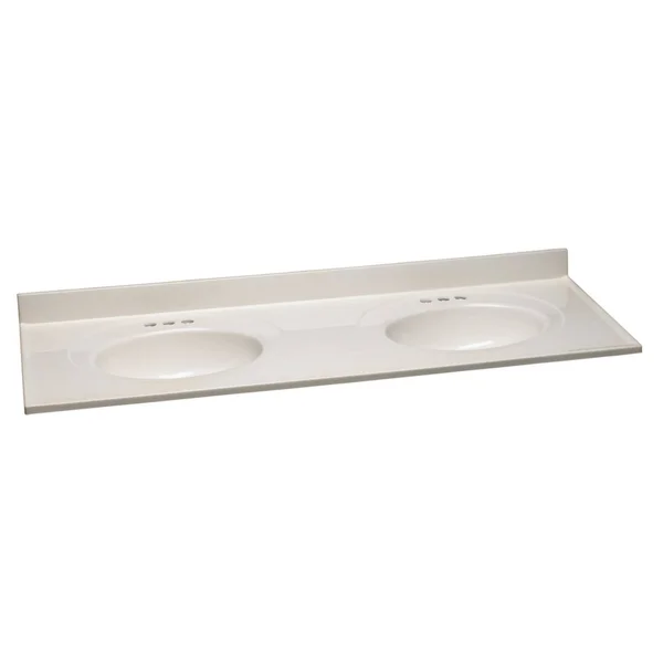 Design House 61 in. W Cultured Marble Vanity Top in White with White Double Bowl - Reinforced Packaging 597401