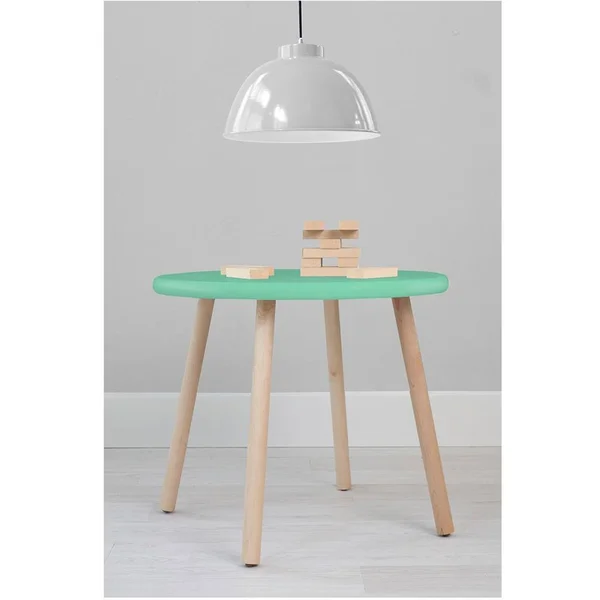 Peewee Round Kids Table - Walnut/Mint, 23.5x22 Small