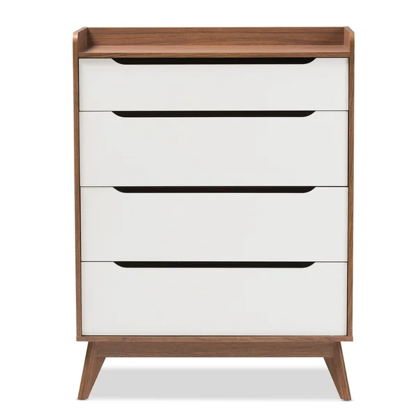 Baxton Studio 4-Drawer Storage Chest - White/Walnut
