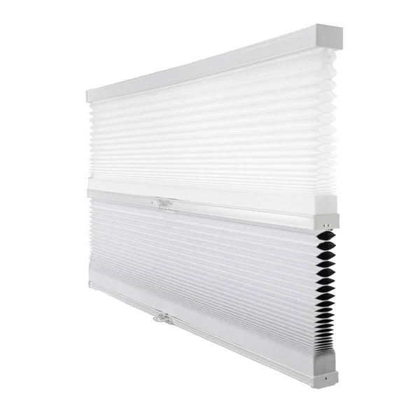 Chicology Cut-to-Width Cotton 9/16 in. Light Filtering and Privacy Cordless Cellular Shade - 27.5 in. W x 72 in. L - Cotton (Day