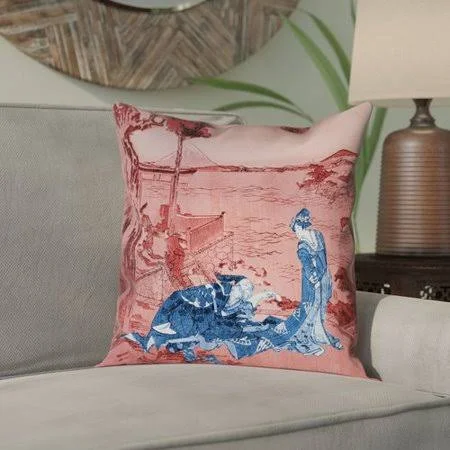 Bloomsbury Market Enya 14'' Japanese Courtesan Pillow COVER, Blue