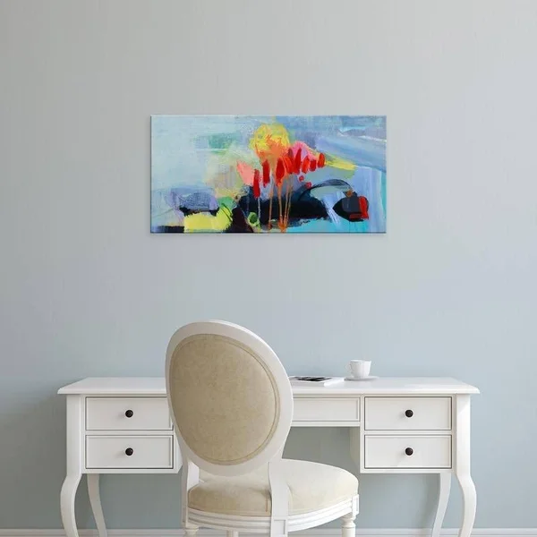 Easy Art Prints Lina Alattar's 'Fluttering My Way Through 3' Premium Canvas Art - 14 x 28 - Classic Black Frame