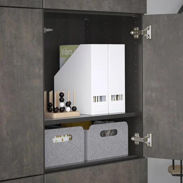 IKEA - BESTÅ Storage Combination with Doors - Black-Brown kallviken/dark Gray Concrete Effect, 47 1/4x16 1/2x76 19205884
