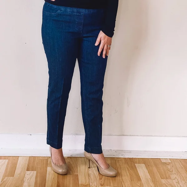 Multiples Pull-On Ankle Pants - Womens, 6, Denim
