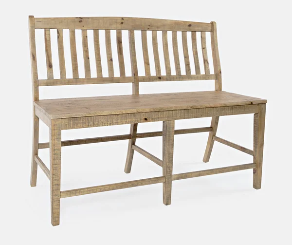 Jofran Carlyle Crossing Slatback Counter Height Bench Distressed Pine