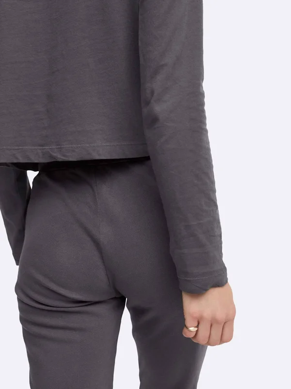 Organic Cotton Long Sleeve Crop Tee Charcoal, M