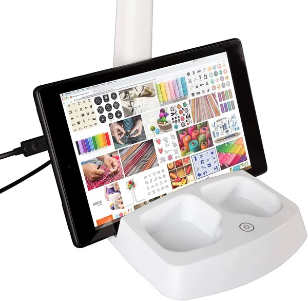Wellness Series LED Desk Lamp Charging Station White Modern Contemporary Bulbs Included - 6.125 x 7.5 inches
