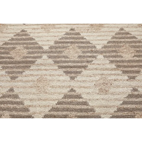 5&4x7&6 Hand Tufted 100%Wool Geometric Print Oriental Area Rug Beige, Tan Color - 5&4x22 x 7&6x22 - Tan/Beige
