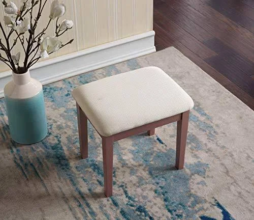 Roundhill Moniya Wood Makeup Vanity Table and Stool Set - Rose Gold, 32.7 x 20.7 x 12.4 inches