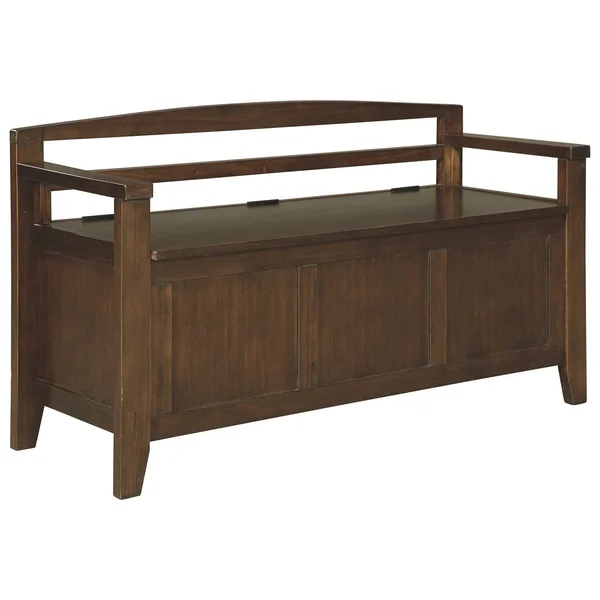Benzara Transitional Style Wooden Bench with Lift Top SEAT - Brown, 17 x 46 x 26.88 in