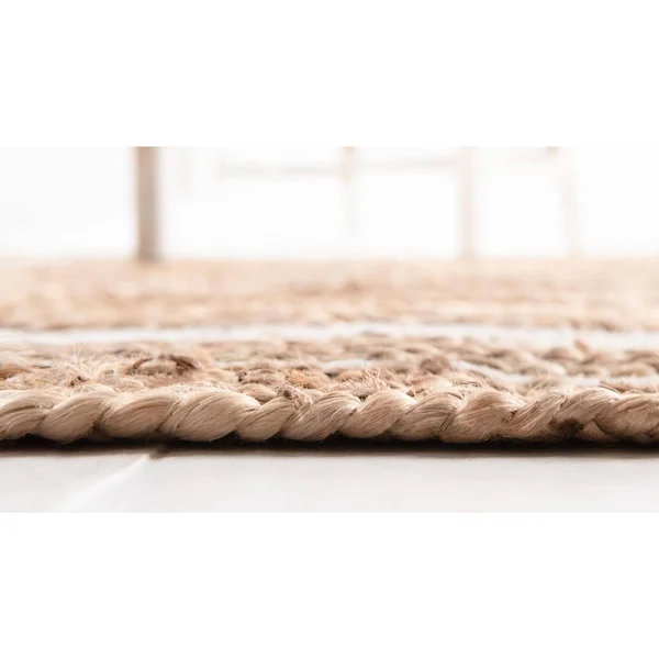Unique Loom Gujarat Braided Jute Area Rug (5& x 8& - Natural/Ivory)