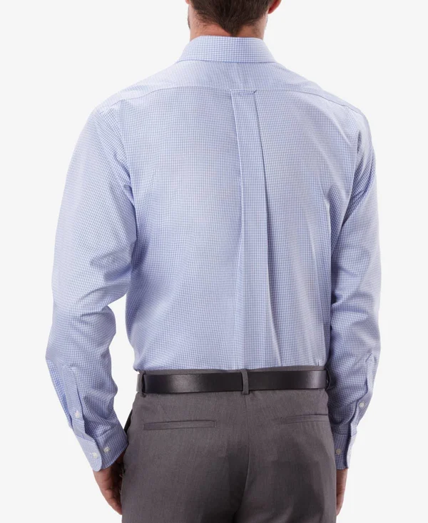 Eagle Men's Classic-Fit Stretch Collar Non-Iron Blue Check Dress Shirt