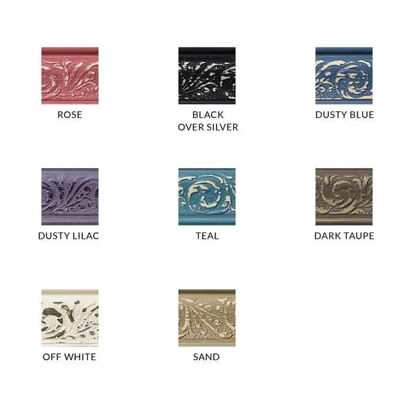 Modern Baroque Embossed Frame in Off White, 10x22 x 20x22