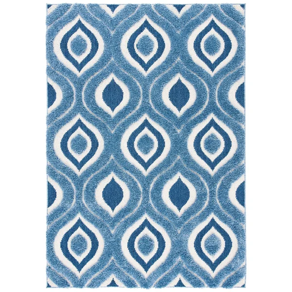 Safavieh Florida Shag Bertille Geometric 1.2-inch Thick Rug (6&7x22 x 6&7x22 Round - Ivory/Beige)