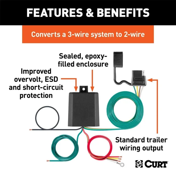 Curt 59496 Powered 3-to-2-Wire Taillight Converter