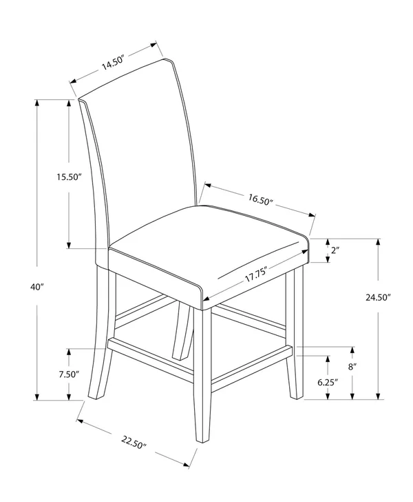 Monarch Specialties Counter Height Dining Chair-Grey Leather-Look