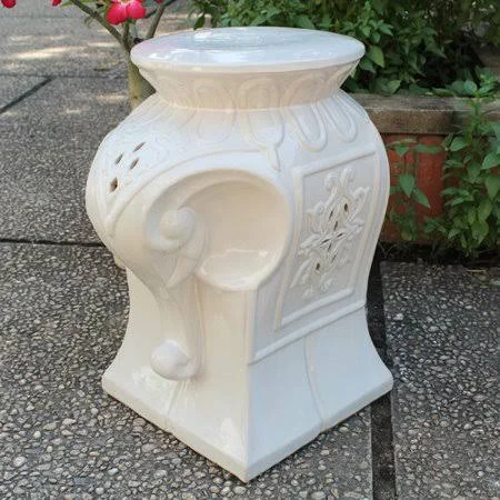 Bungalow Rose Burleson Elephant Ceramic Garden Stool - White