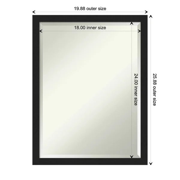 Amanti Art Grace 20 in. x 26 in. Modern Rectangle Framed Brushed Gold Narrow Bathroom Vanity Mirror