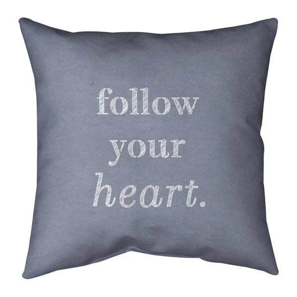 Quotes Handwritten Follow Your Heart Quote Pillow-Faux Linen - 26 x 26 - Square - Zipper Closure - Large - Removable Cover - Acc