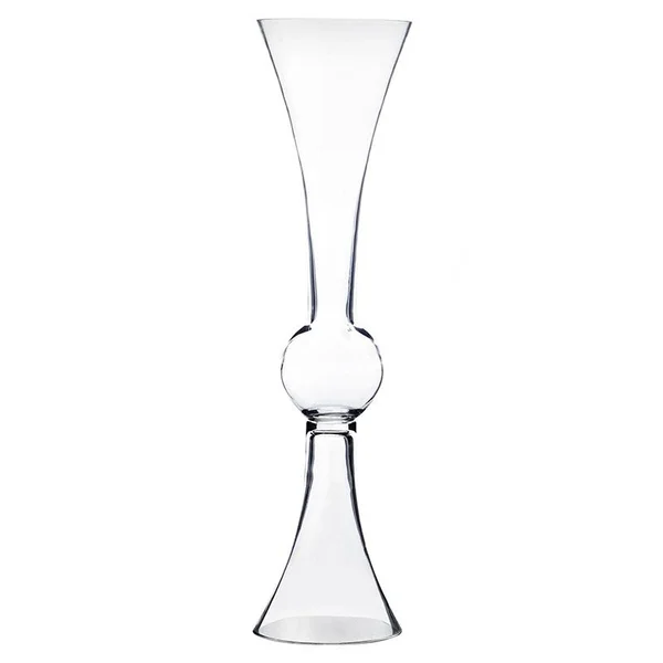 Glass Trumpet Vases H-24x22 D-6x22 Clear Clarinet Centerpieces