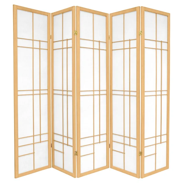 Oriental Furniture 6 ft. Tall Eudes Shoji Screen - 5 Panel - Natural
