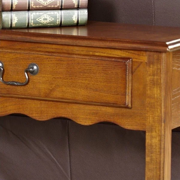 Bowery Hill Wave Console Table in Medium Oak - BH-384251