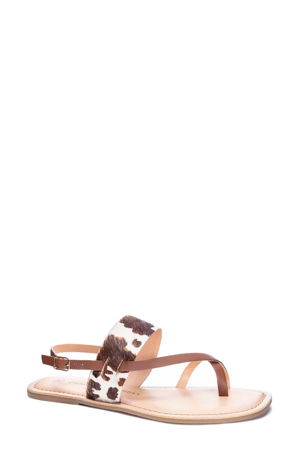 Chinese Laundry Reeba Genuine Calf Hair Slingback Sandal - Brown - 7 M