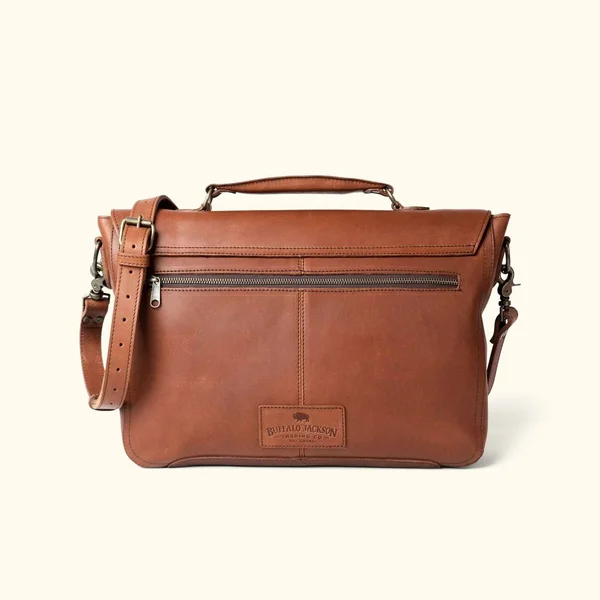 Denver Leather Laptop Messenger Bag - Autumn Brown