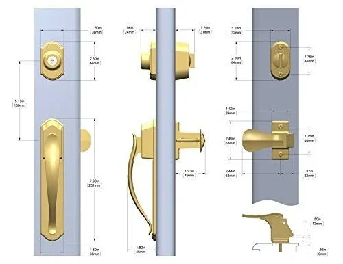 Ideal Security 3 Piece Deluxe Storm and Screen Pull Handle and Keyed Deadbolt; Antique Brass