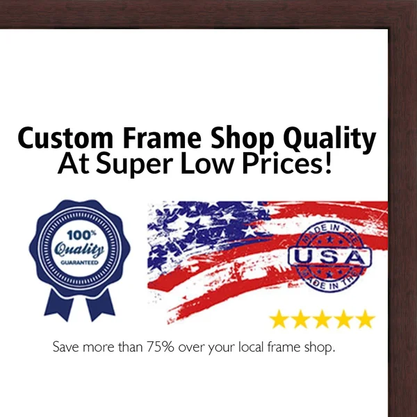 CustomPictureFrames.com 19x27 - 19 x 27 Walnut Flat Solid Wood Frame with UV Framer&s Acrylic & Foam Board Backing - Great f