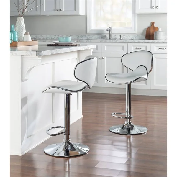 Powell Adjustable Bar Stool, White