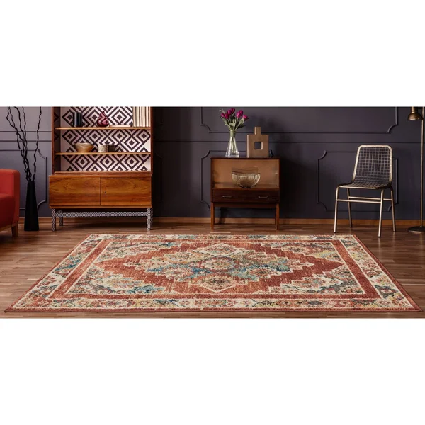Westfield Home Calloway Genie Area Rug, Size: 7&10 inch Round, Red