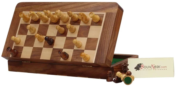 SouvNear 10.5x22 Wood Chess Set - Handmade Premium Magnetic Folding Chess