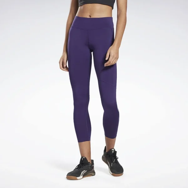 Reebok Women's Purple Workout Ready Vector Leggings Pants, Size: Small