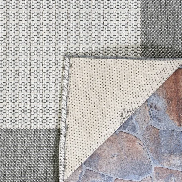 Pergola Quad Ivory-Blue Indoor/Outdoor Area Rug - 5&3x22 x 7&6x22