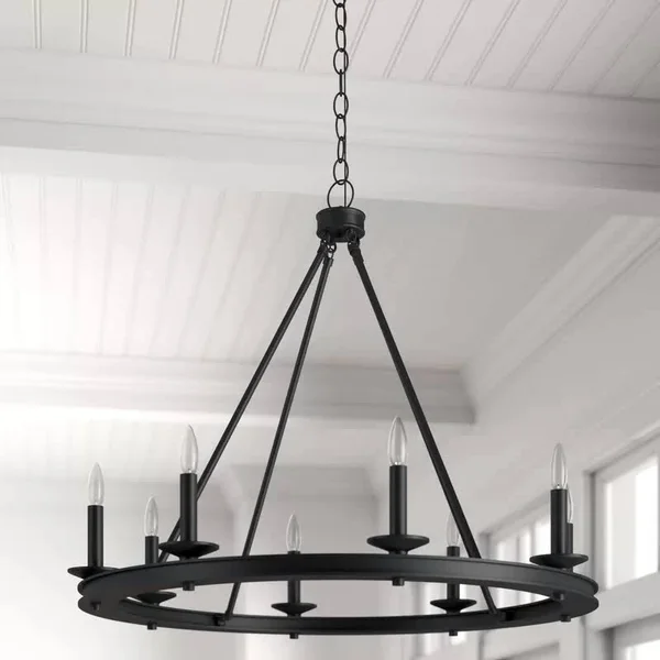 Aramis 8-Light Wagon Wheel Chandelier Finish: Satin Nickel