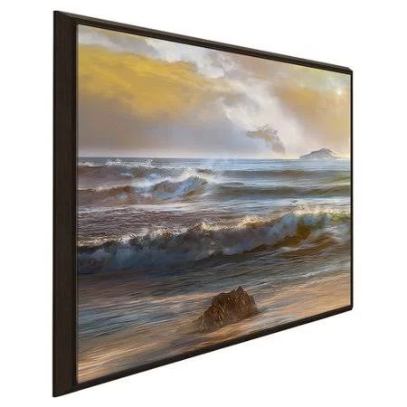 Highland Dunes 'Distant Island I' Acrylic Painting Print on Canvas - Silver