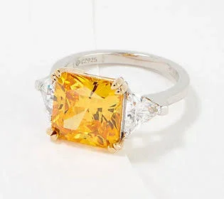 Diamonique The Amy Celebration Ring - Platinum Clad, Size 10, Citrine