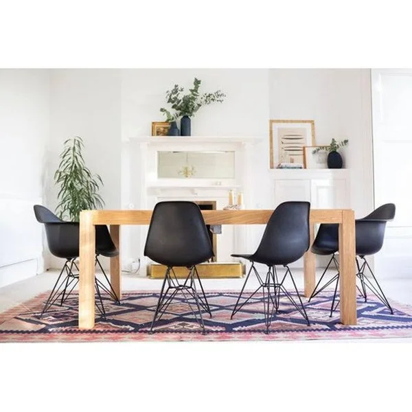 2xhome Set of 2 Color Modern Arm Chairs for Dining Room Kitchen Solid Molded Plastic Seat Dark Black Wire Eiffel Legs Dsw
