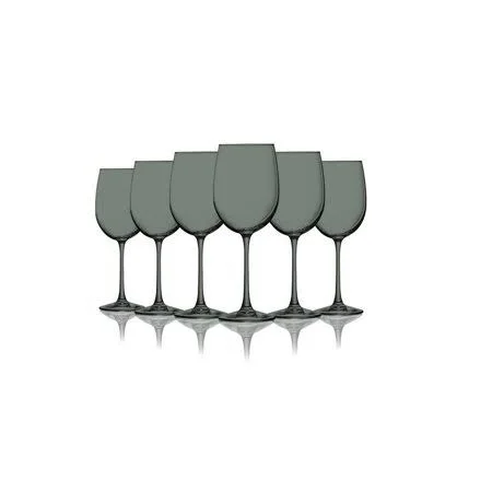 Smoke Grey Colored Wine Glasses - 19 oz. Set of 6- Additional Vibrant Colors Available, Size: One size, Gray