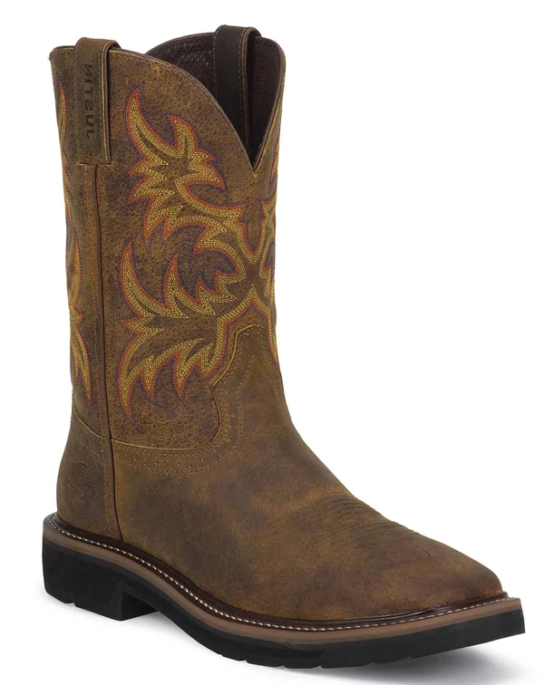 Justin Men's Rugged Tan Cowhide Stampede Work Boots