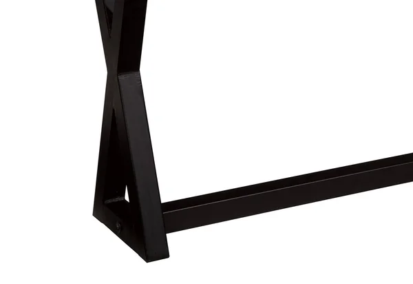 Wooden Top Sofa Table with x Frame Metal Base, Light Brown and Black